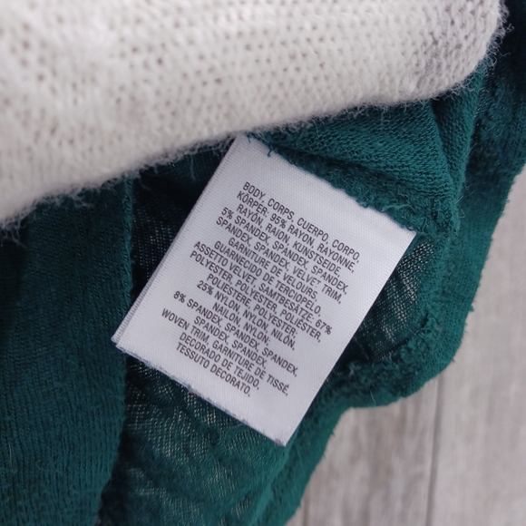 Meadow Rue Anthropologie  Surya Velvet Burnout Top Swing Top Green Womens Sz S - Picture 5 of 6